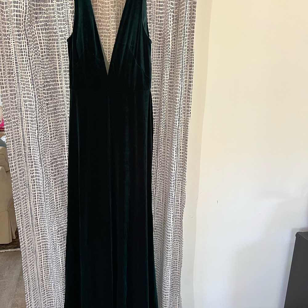 Jenny Yoo Deep Green Velvet Maxi Dress